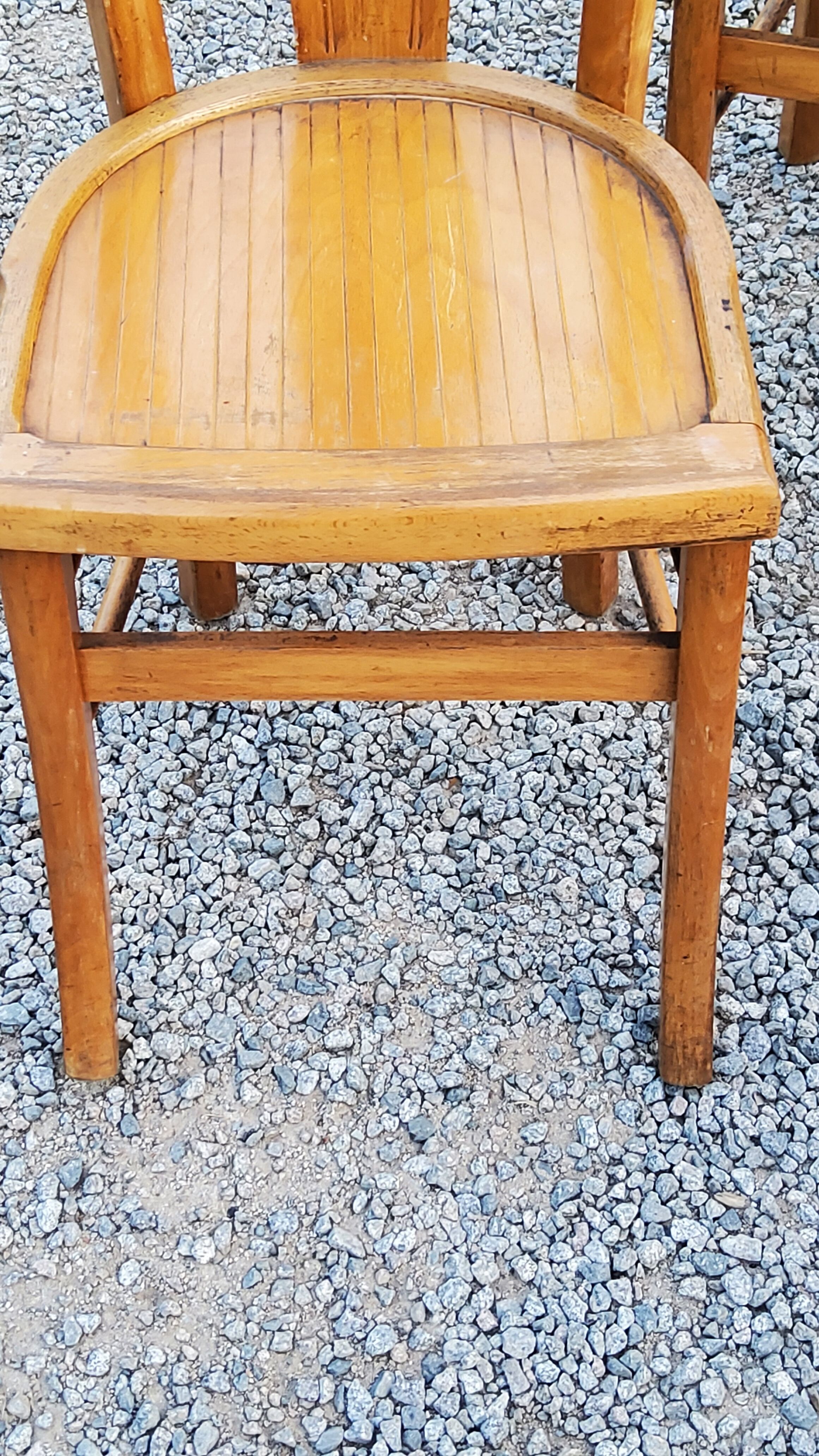 Set of 4 bistro chairs in beech and blond oak from the 50s