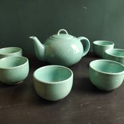 Service à thé vintage français en aigue-marine