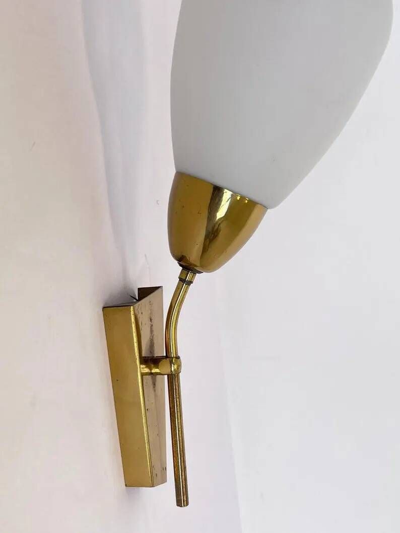 Mid Century Brass and Glass Wall Light/lamp by Kamenicky Senov - around 1970s