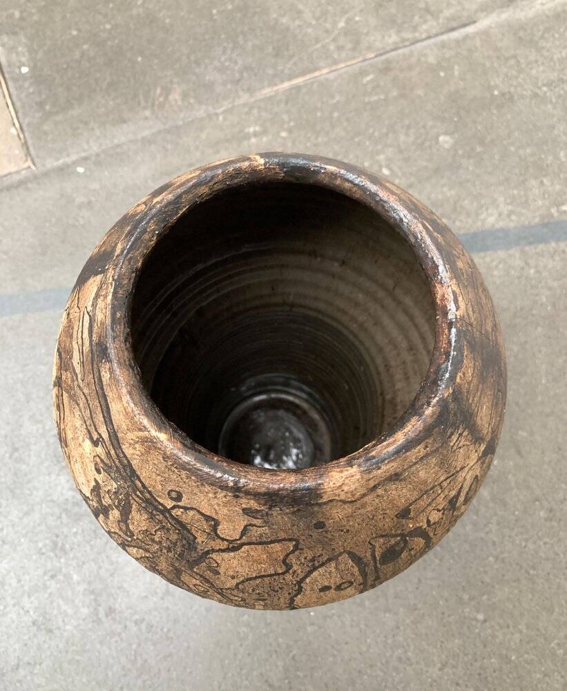 Brutalist Mid-Century Vase in German Ceramic by Gerhard Liebenthron, 1977