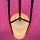 LAMP/IRON SUSPENSION FORGED OPAQUE WHITE GLASS CYLINDRICAL TUBE