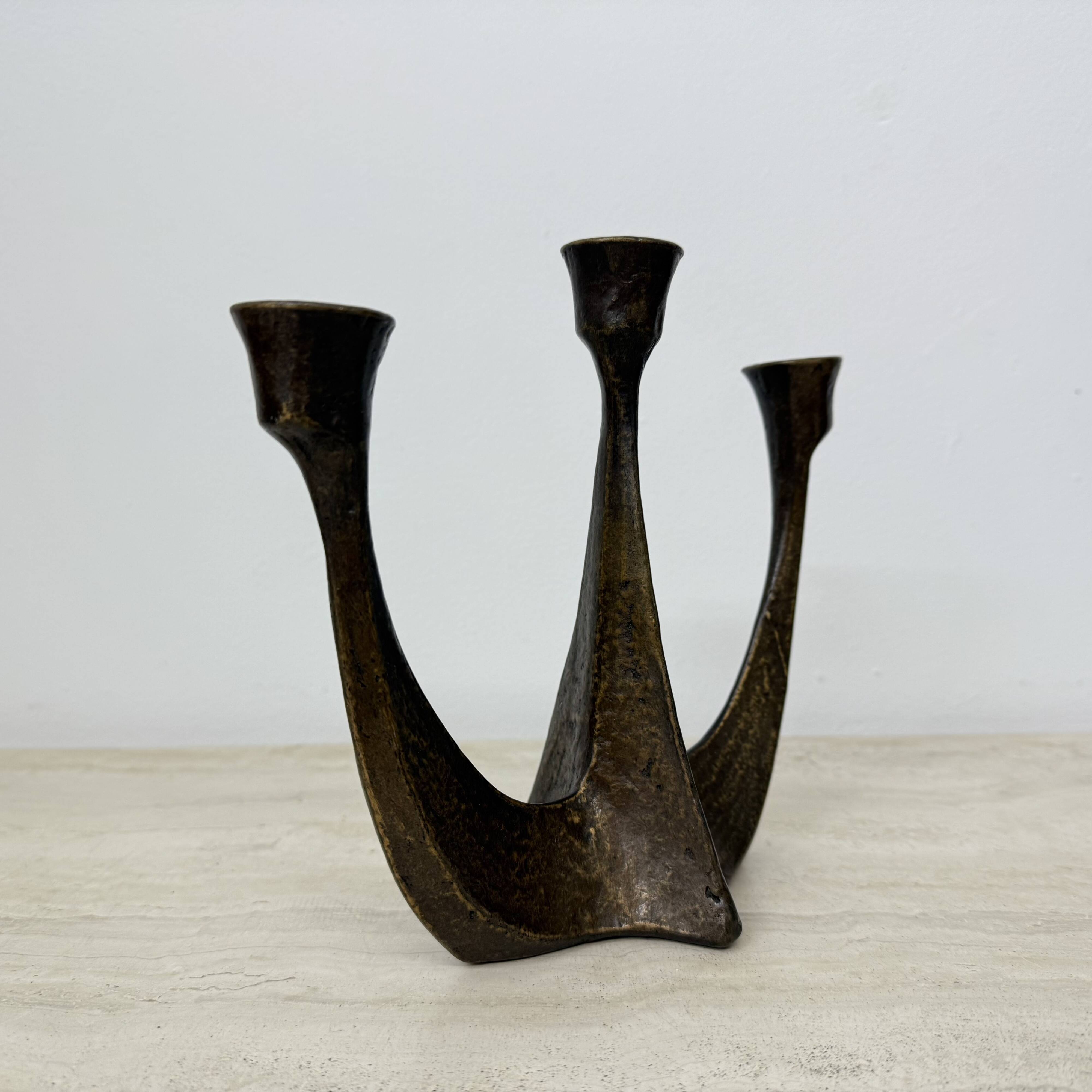 Brutalist bronze candle stick by Horst Dalbeck , 1970s Germany