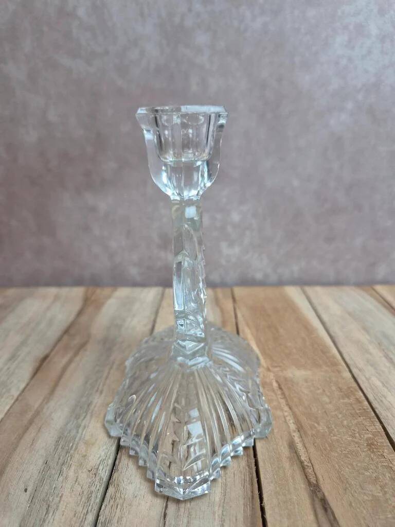 Antique pressed glass candlestick – Art Deco design