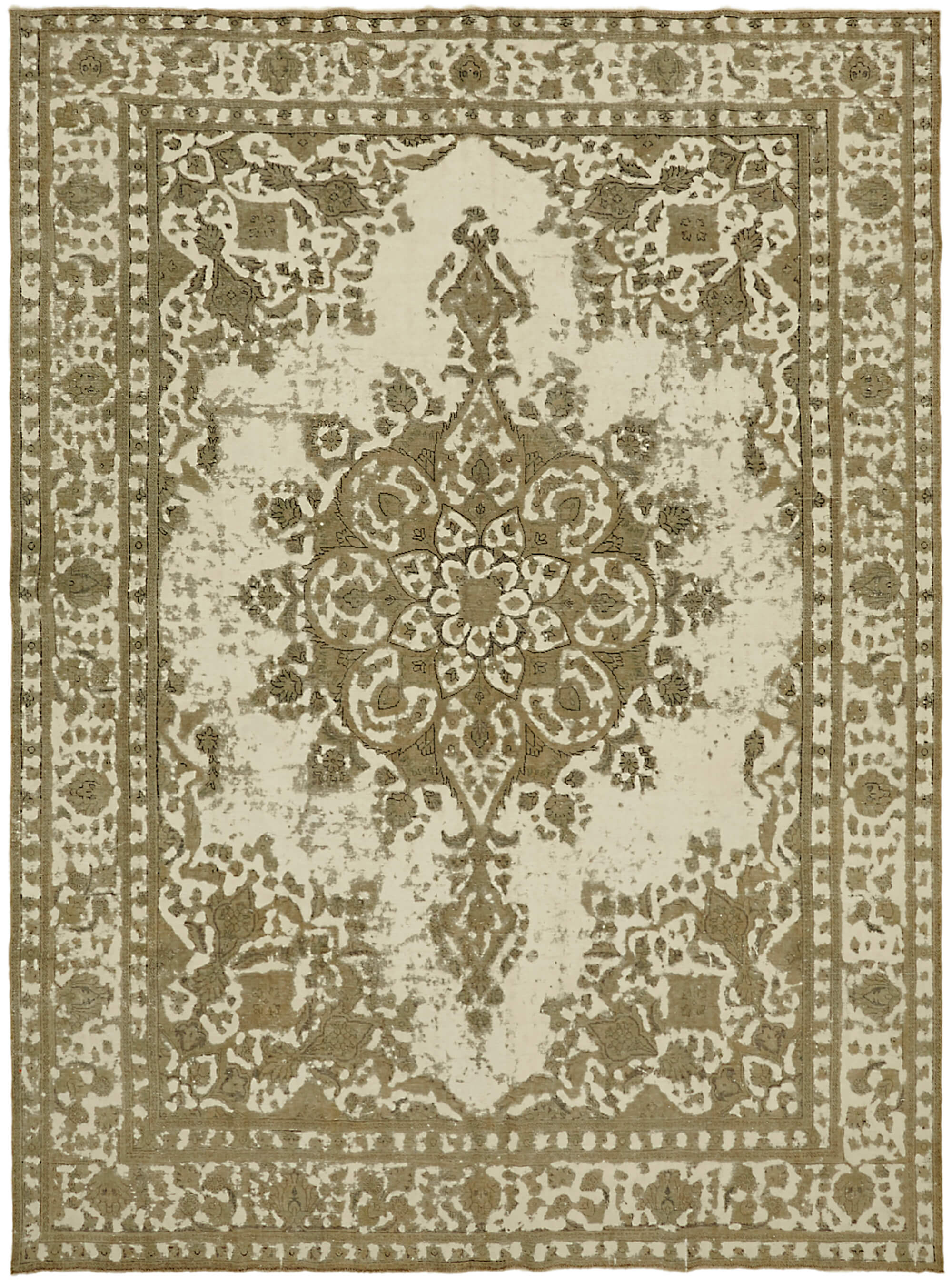 Handmade Turkish Contemporary 1980s 293 cm x 380 cm Beige Wool Carpet