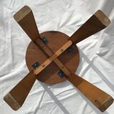 Round stool solid oak rectangular feet