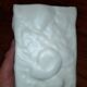 Small vintage Italian square vase, in white ceramic, fossil decoration