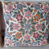 Set of three old hand-embroidered wool cushions