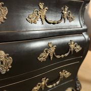 Curved chest of drawers, Louis XV style, Bordeaux type, lacquered in black