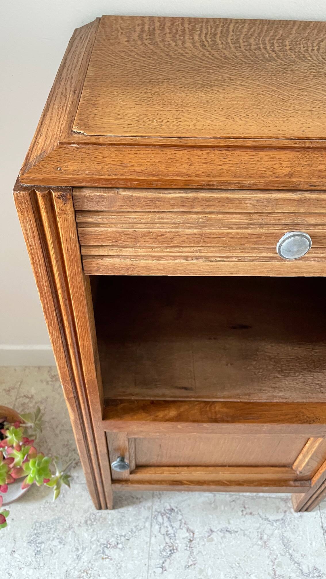 Cube bedside table in oak 1950s