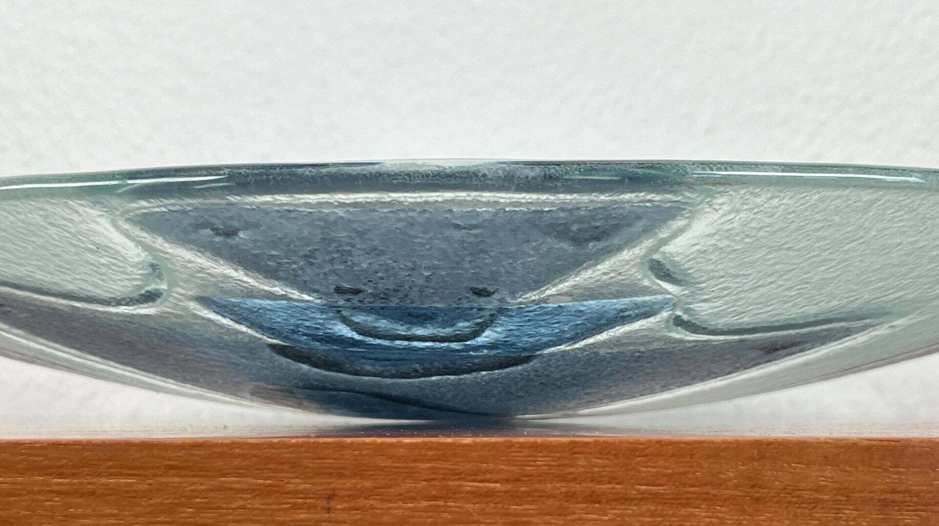 Large glass art bowl from mid-century Danish design, 1960s.