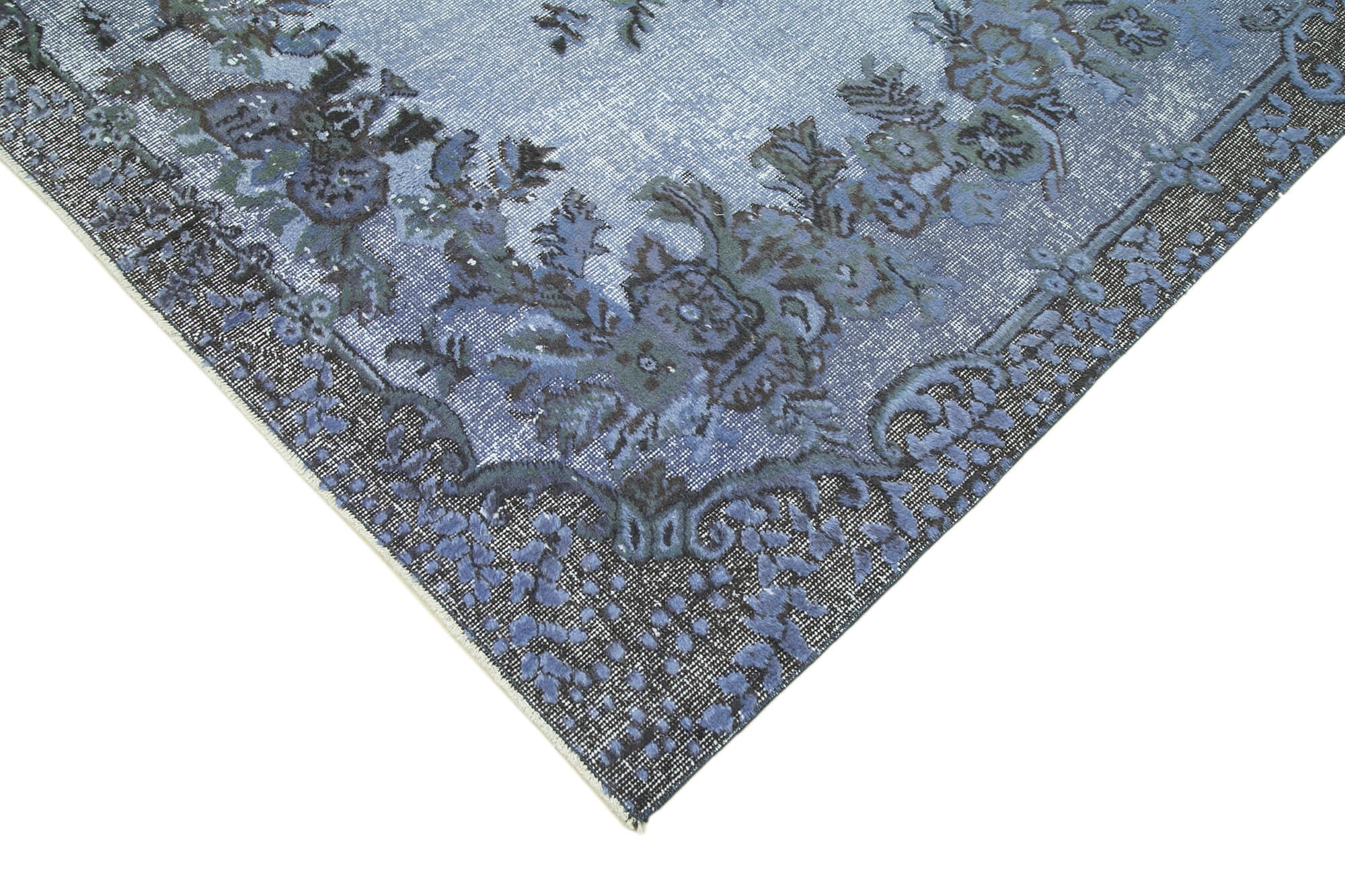 Hand-knotted vintage turkish 1970s 175 cm x 284 cm blue carpet