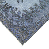 Hand-knotted vintage turkish 1970s 175 cm x 284 cm blue carpet