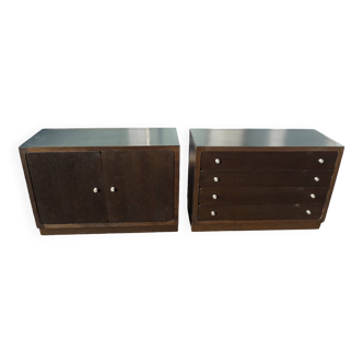 Ensemble de 2 Commode Bois - "Stollenlinie Brasilia" - Allemand - 1960 - Marron