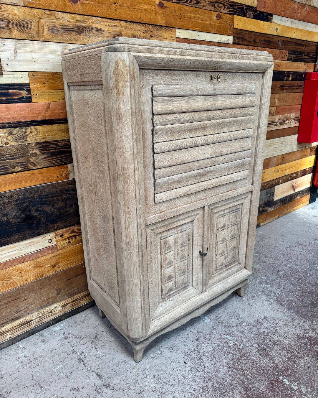 Secretary in sandblasted oak - 1950s