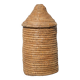 Old basket, burgundy straw and bramble, woven basket with lid, pantry