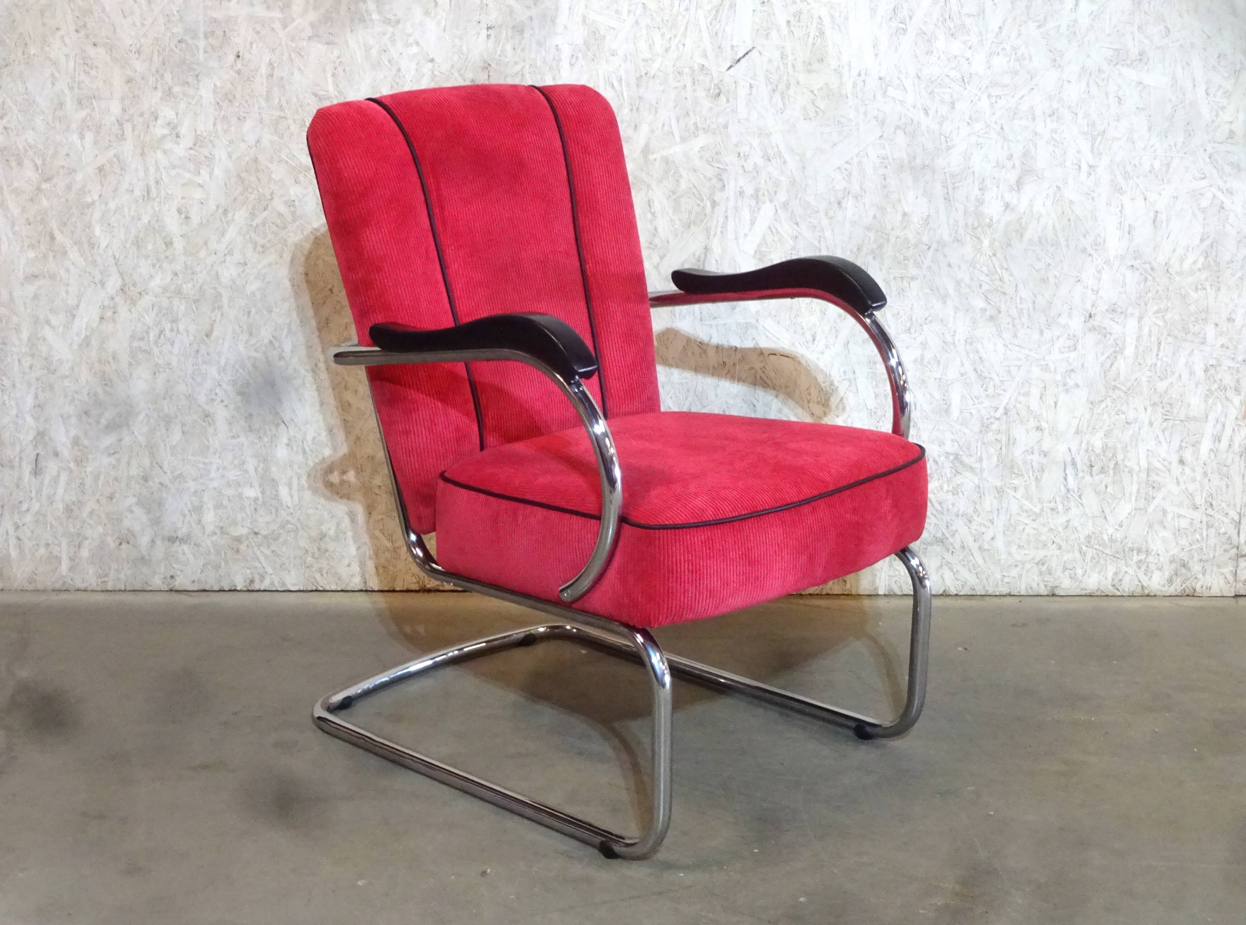 Vintage Bauhaus Style Tubular Easy Chairs from Kovona NP, 1950, Set of 2