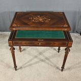 Table à système en marqueterie, style louis xvi – 2ème moitié xixe