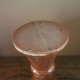 Small vintage marbled stoneware candle holder with handle