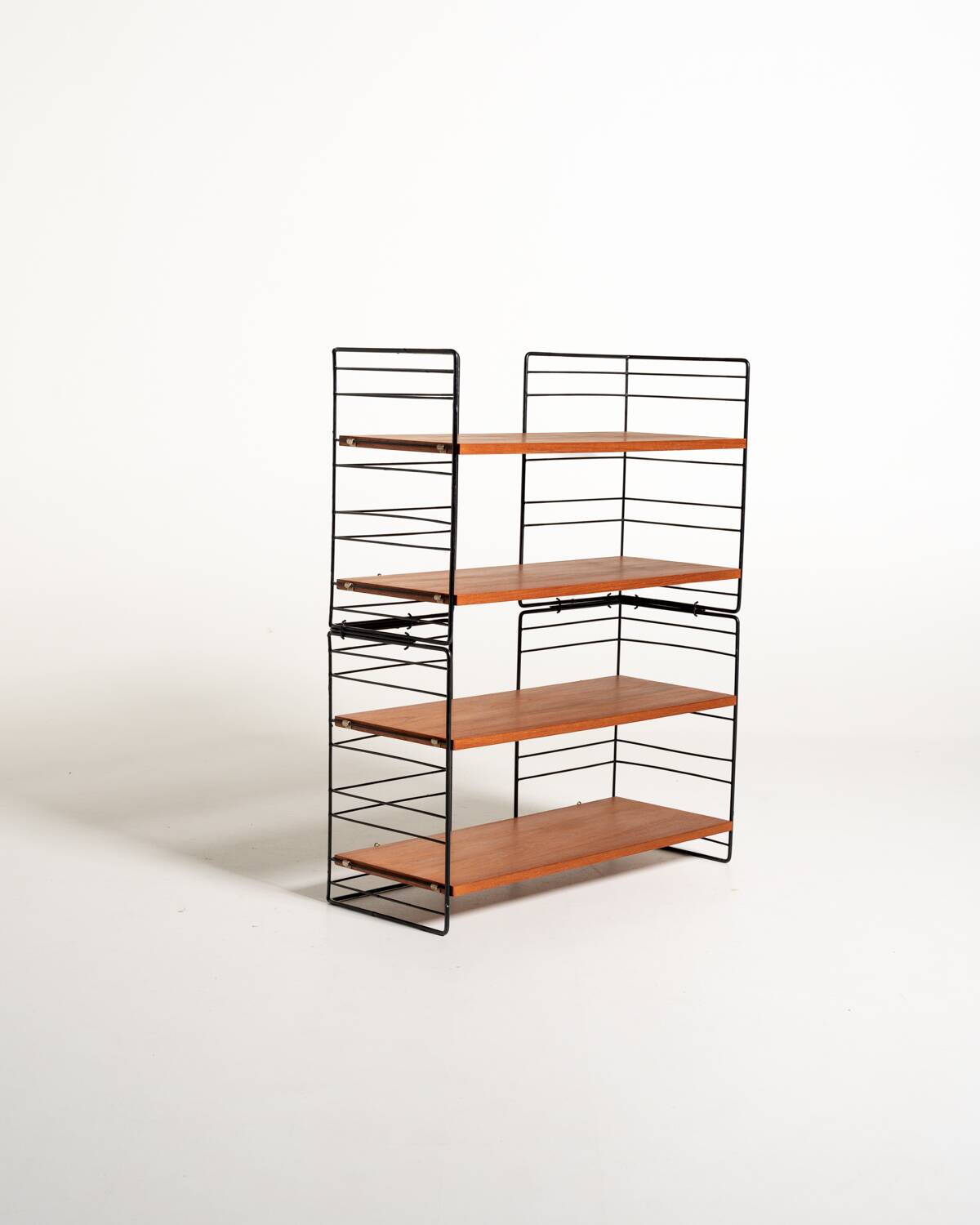 Scandinavian Freestanding Teak and Metal Bookcase, 1960s