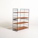 Scandinavian Freestanding Teak and Metal Bookcase, 1960s