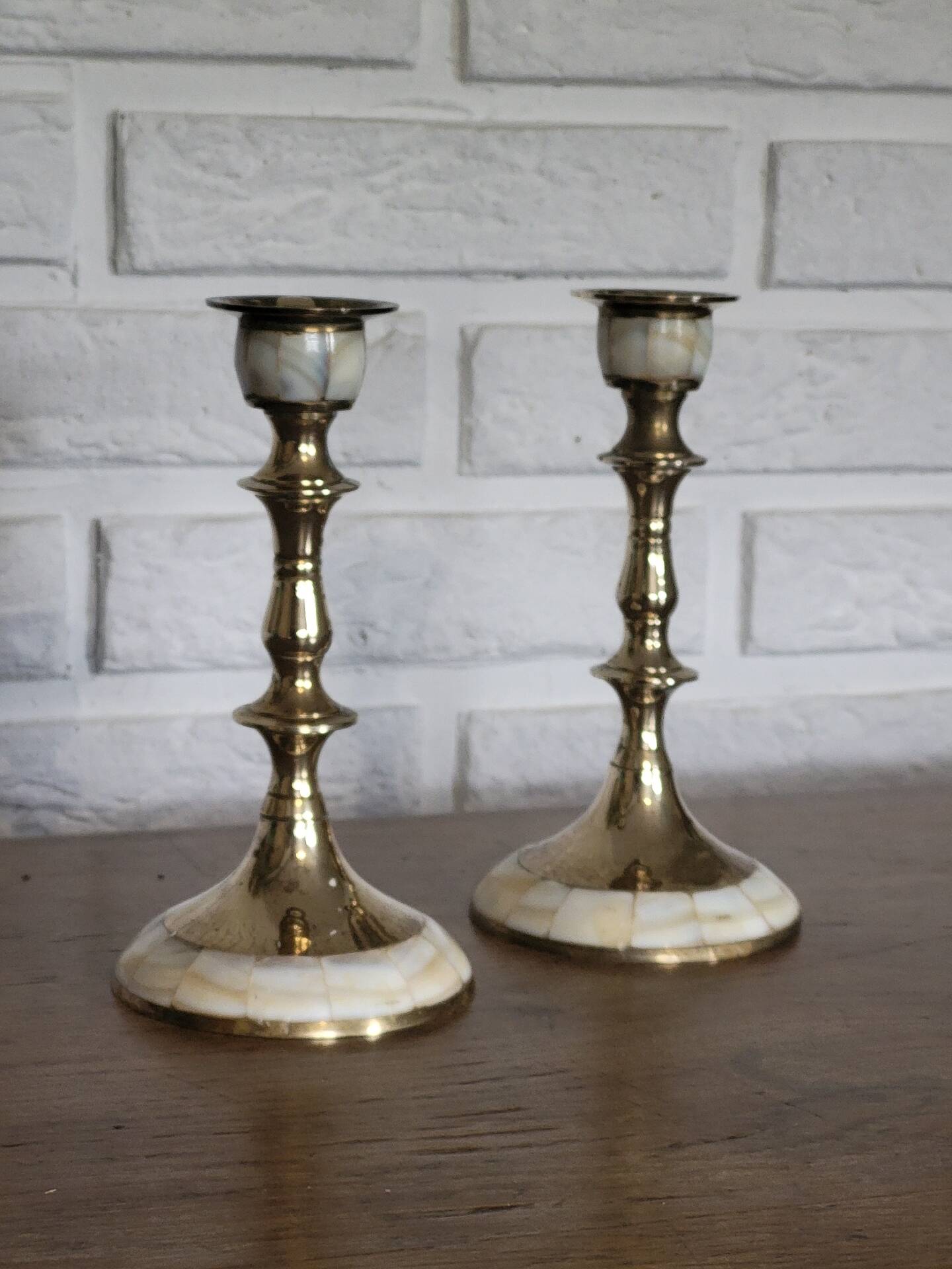 Mother-of-pearl candle holders