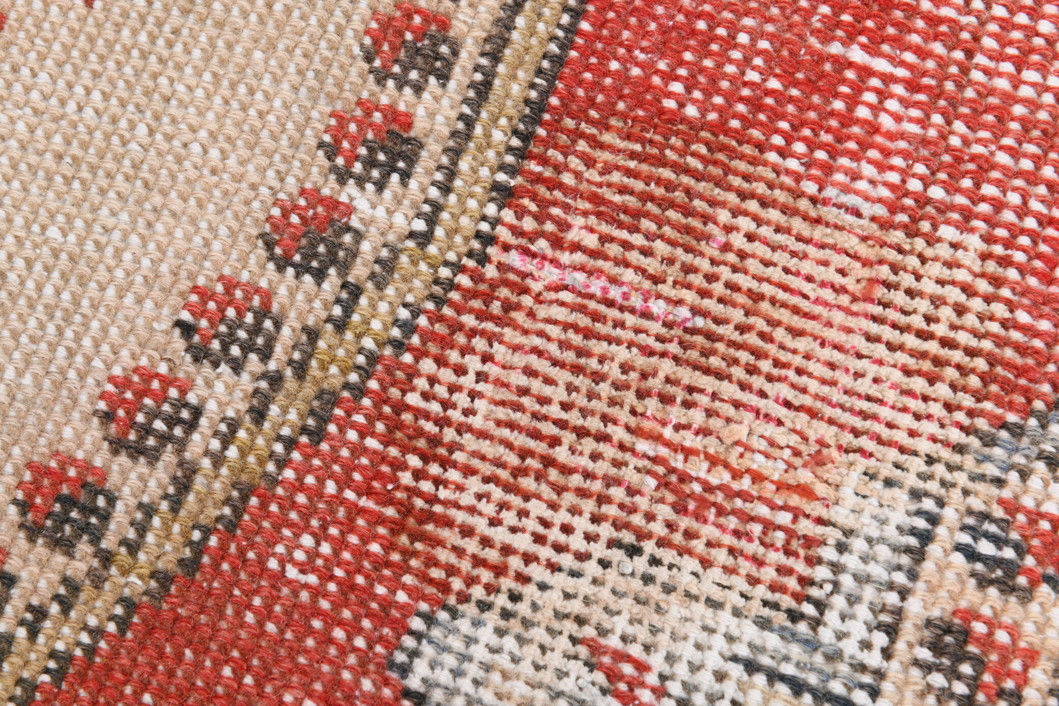 4x7 Red and Beige Turkish Vintage Rug