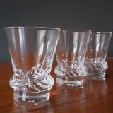 3 crystal wine glasses by Daum, Sorcy model, 1950s