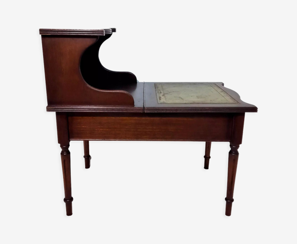 Table de téléphone avec surface d’écriture en cuir et compartiment de rangement