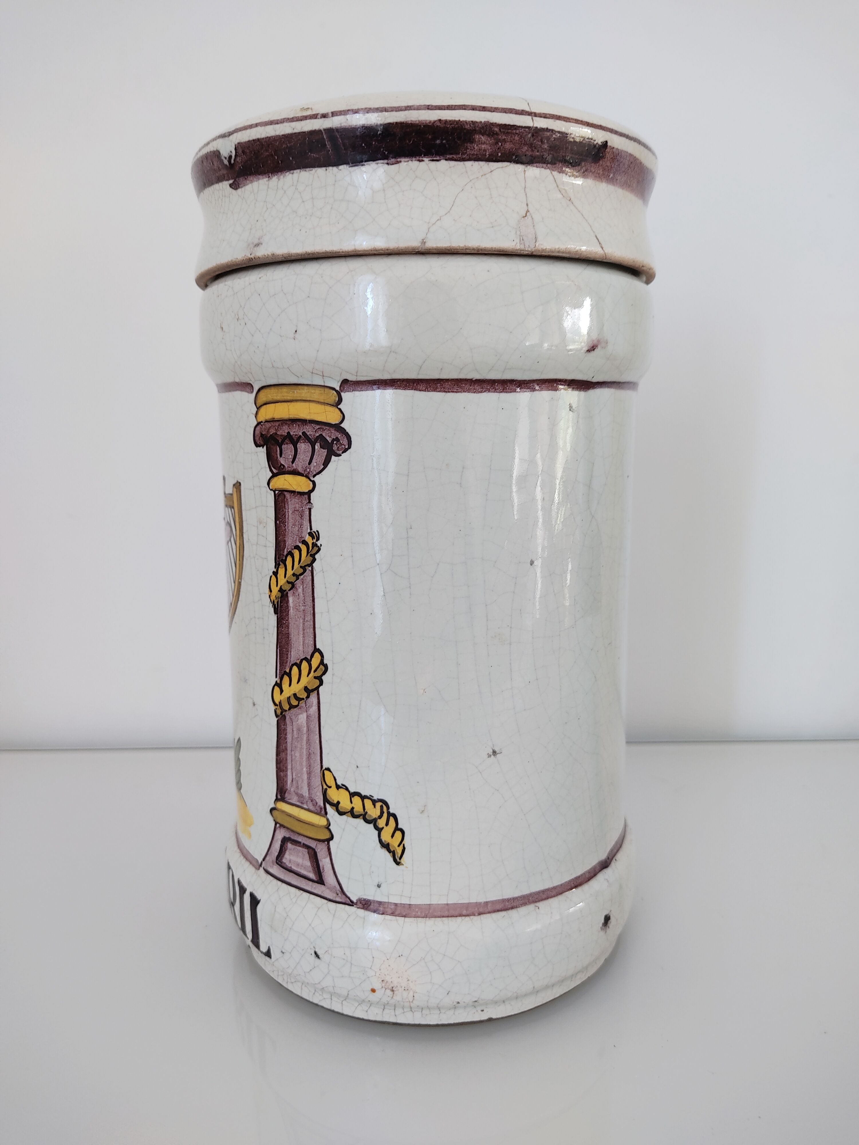 Pharmacy pot Italian earthenware angel decoration