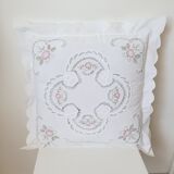 White cotton embroidery cushion cover