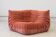 Coral corduroy Togo corner chair by Michel Ducaroy for Ligne Roset
