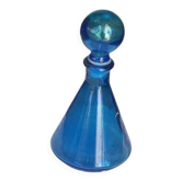 Flacon bleu, fiole en verre pour parfum ou liqueur vintage