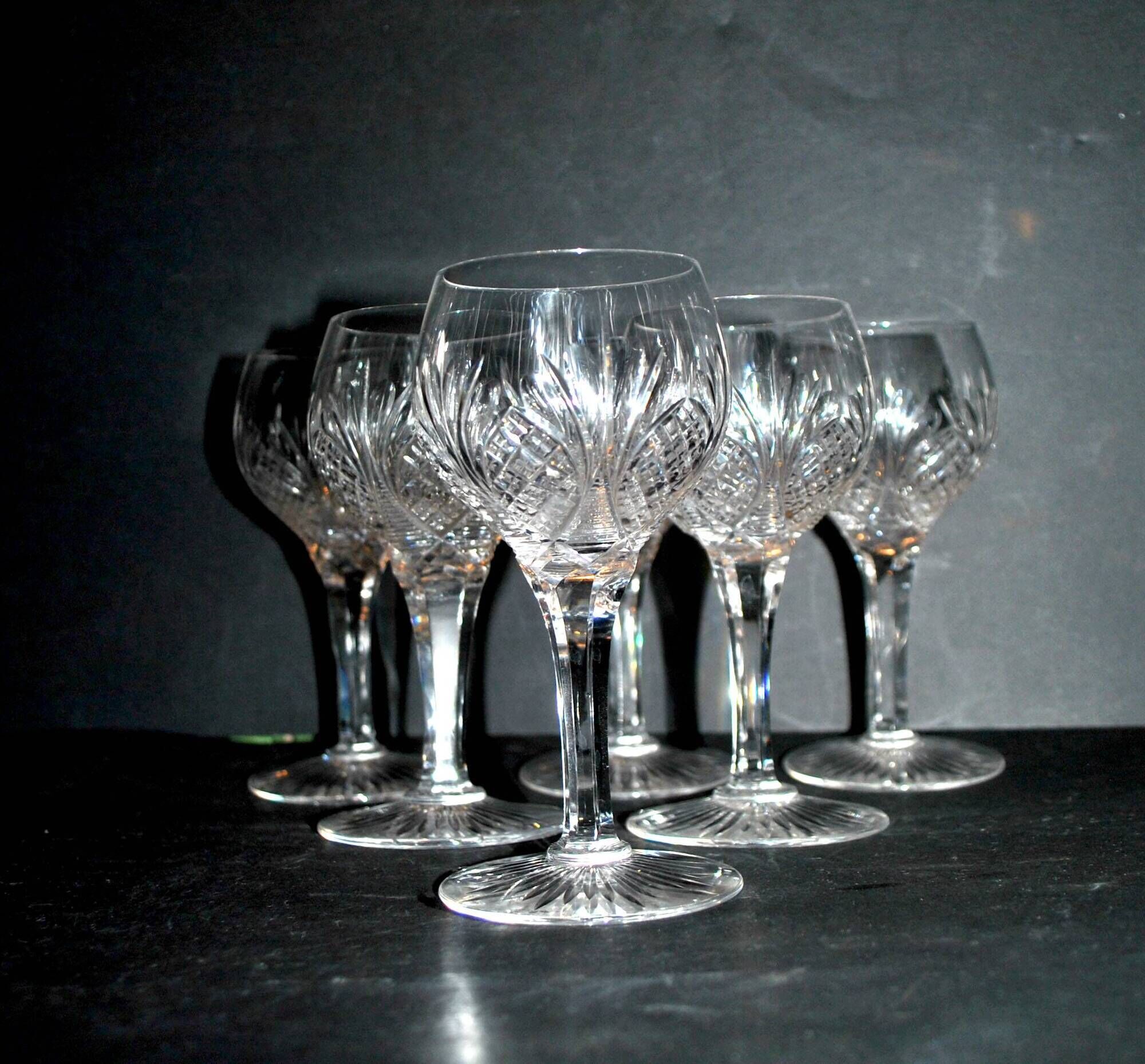 Baccarat set of 35 crystal glasses + 2 flower model carafes 9157 from 1907