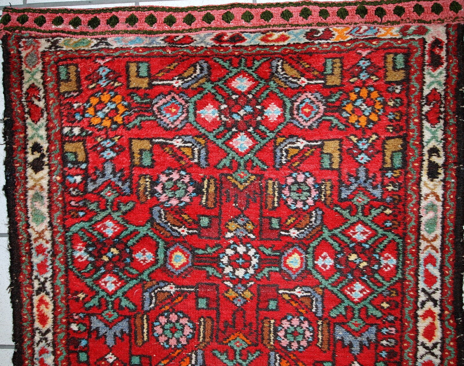 Vintage Persian Hamadaan done hand 78cm x 193cm carpet 1970 s