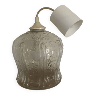 Vintage chandelier pendant lamp in molded glass tulip shape