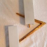 Arlus pair of wall sconces in gilt bronze and opaline glass, 1950