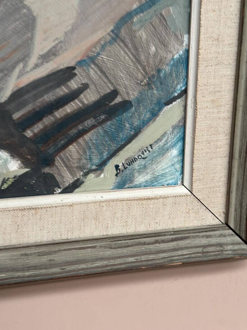 Original Swedish Oil on Panel – “Landscape With Water” by B. Lundqvist – Vintage & Framed – 56 × 48 cm (22" × 18.8")