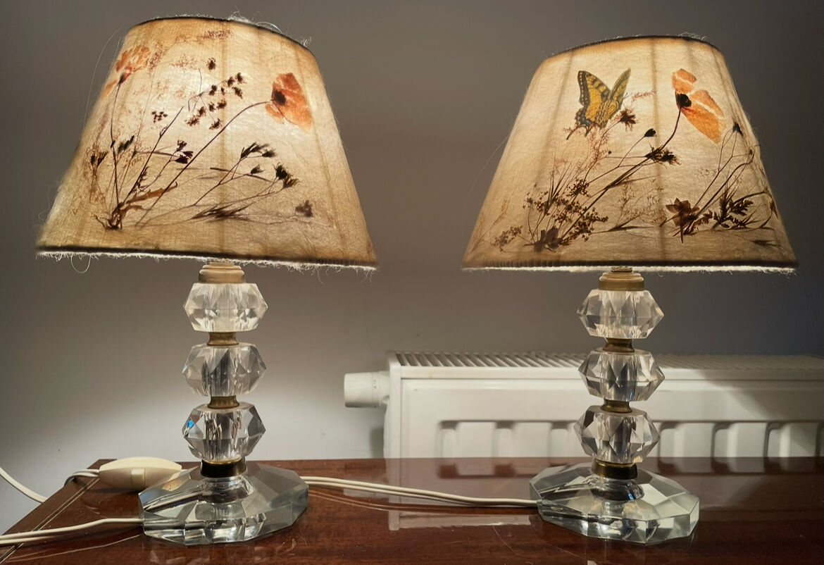 Paire d’abats- jour artisanale vintage