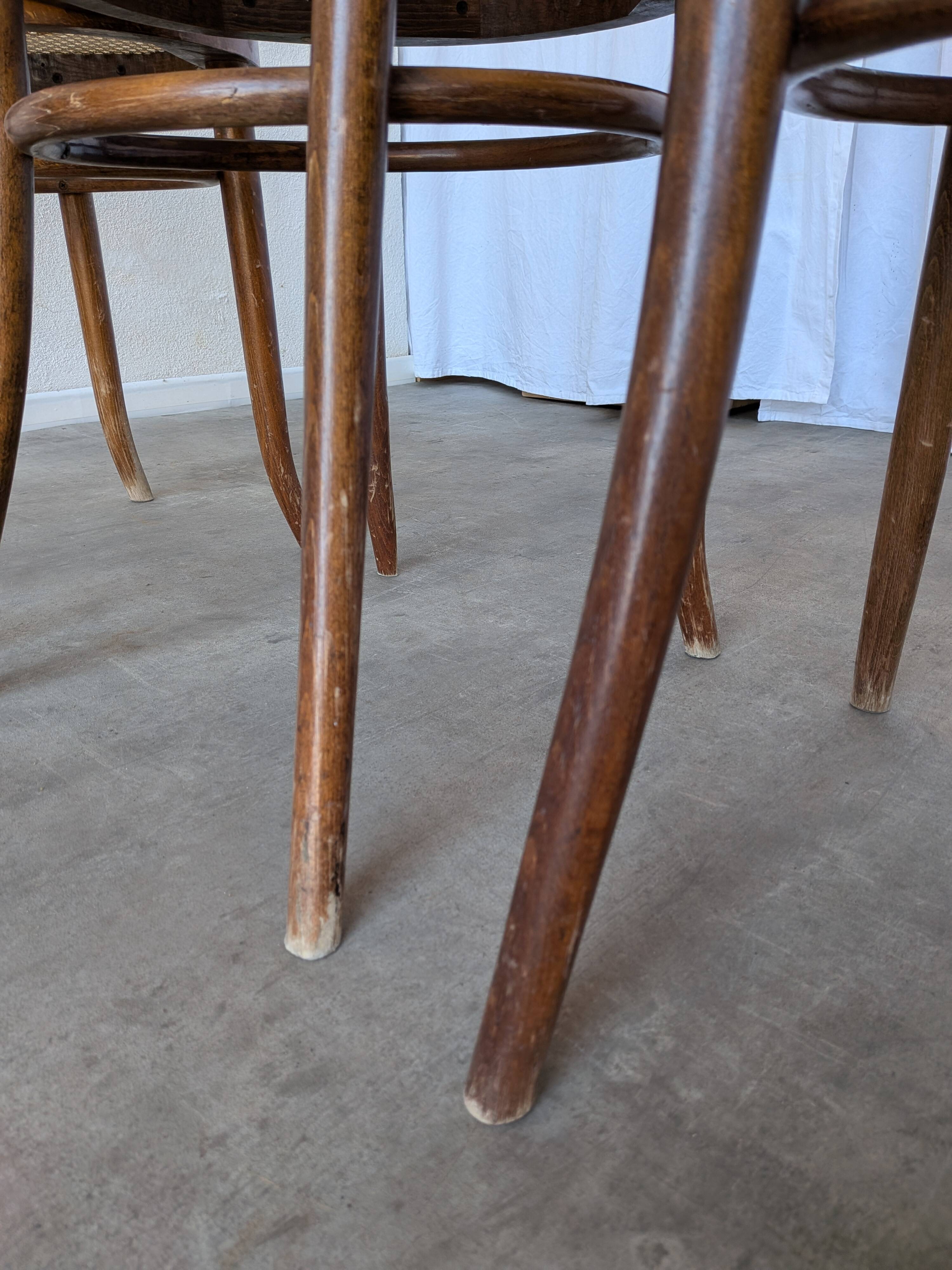 Set of 6 Bentwood Dining Chairs with Cane Seat / Bistro Thonet Style Chairs