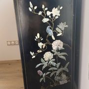 Cabinet en laque de Pékin en pierres dures & nacre Manufacture Jinlong