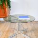 Round coffee table in smoked glass and chrome, star base, design, 1970.