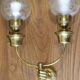ART DECO brass wall light, two glass globes