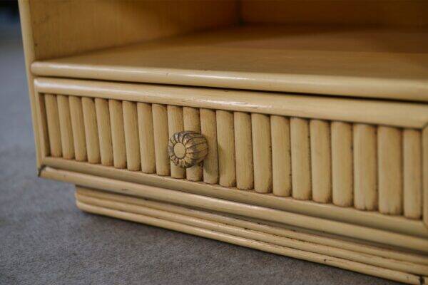 Small white bedside table Maugrion "Le rattin prestige" 1970s