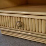 Small white bedside table Maugrion "Le rattin prestige" 1970s