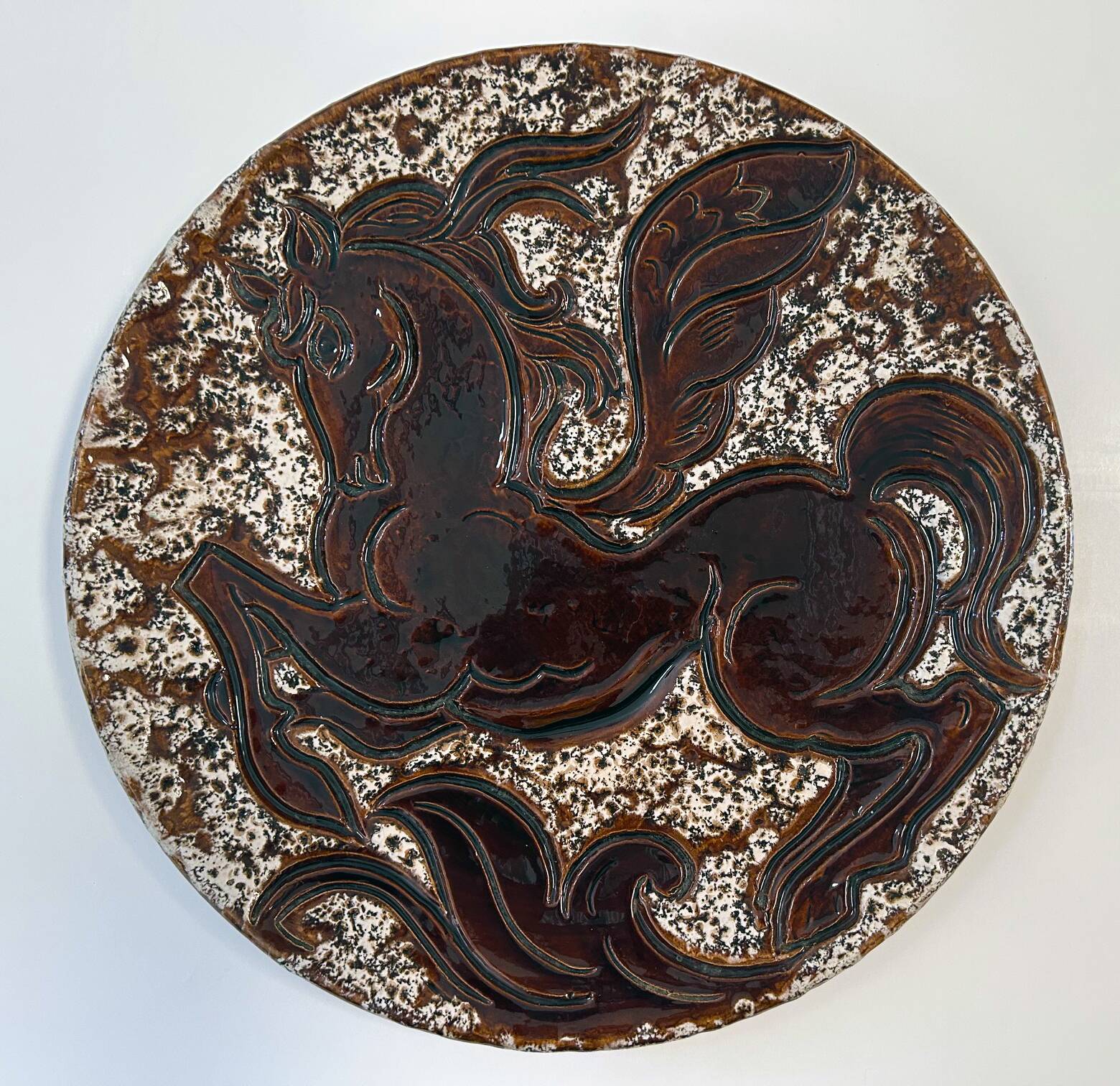 Glazed ceramic dish unique piece Manfredo Borsi / Giraud Vallauris
