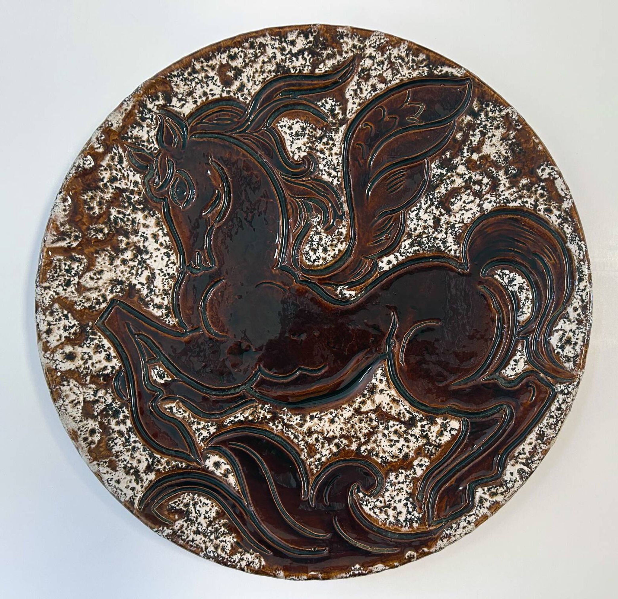 Glazed ceramic plate Manfredo Borsi, Giraud Vallauris