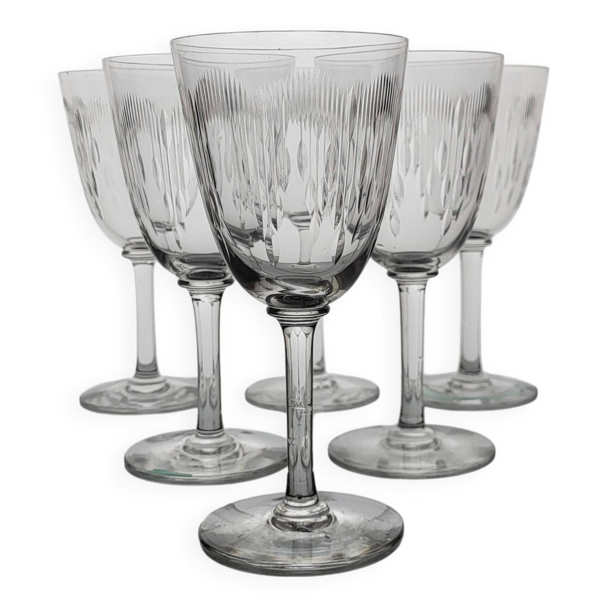 6 Baccarat crystal water/wine glasses, Molière model