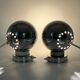 60s lamp set Reggiani Eyeball  chromed globe wall lamps - space age desk lamps