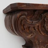 Antique wooden wall mounted carved console, France ca. 1850