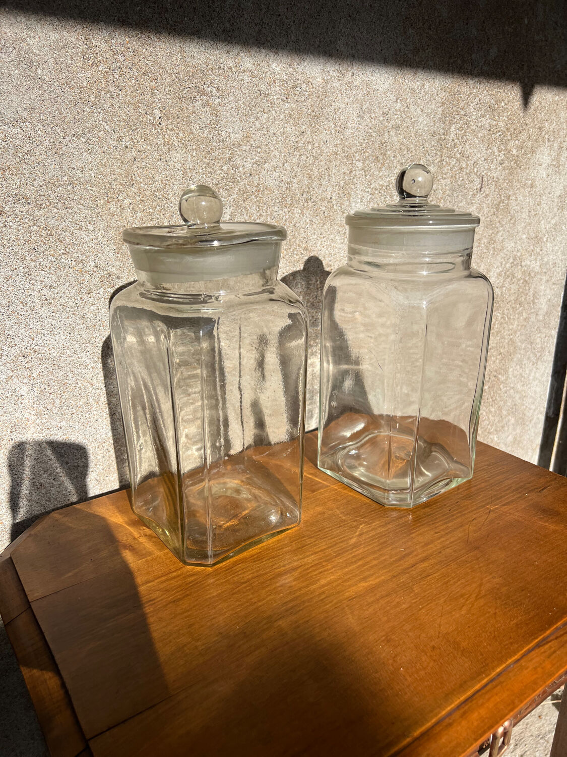 2 vintage glass jars